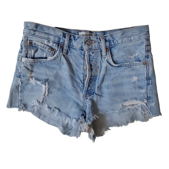 AGOLDE Parker Shorts Vintage Light Blue Cut Off Denim Shorts SZ 26
